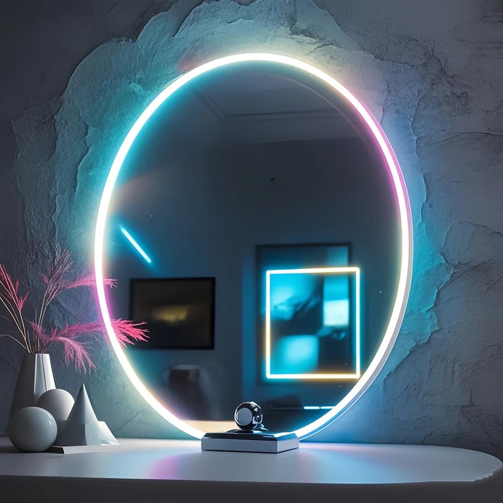 Insegna al Neon LED Dimmerabile a Forma Rotonda in Acrilico a Specchio per Decorazione Murale, Perfetta per Camera da Letto, Specchio per il Trucco e Decorazione del Soggiorno