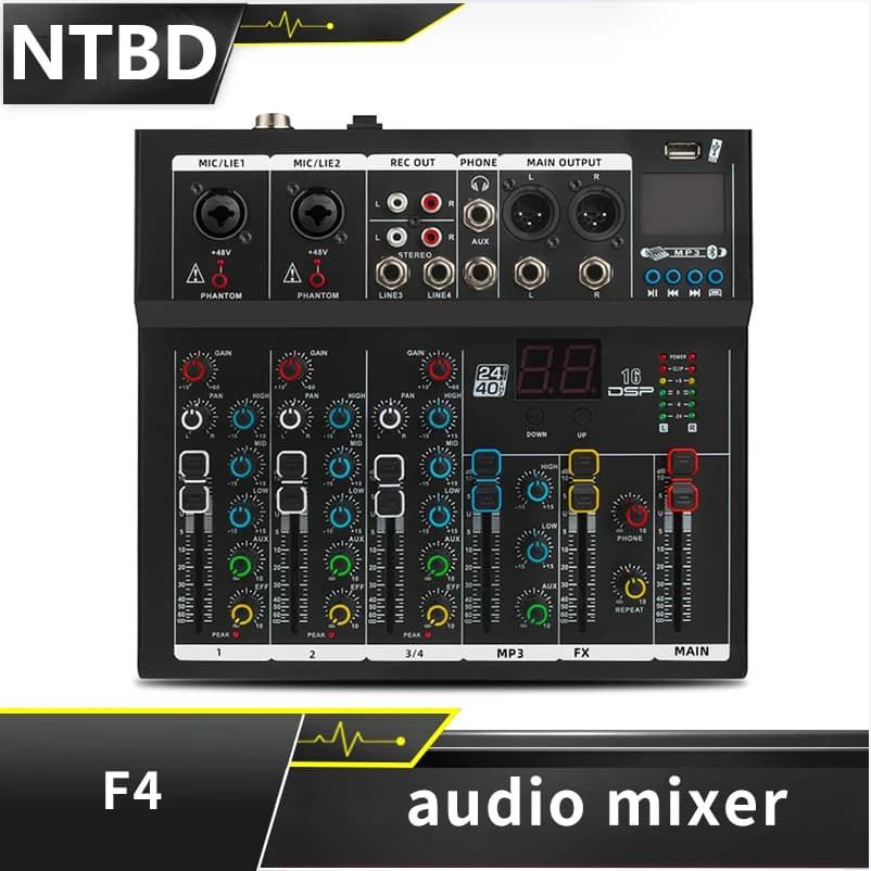 Mixer a 4 canali F4 Bluetooth USB Reverb Home Stage Performance Live Broadcast Network Song Karaoke live Sound Table