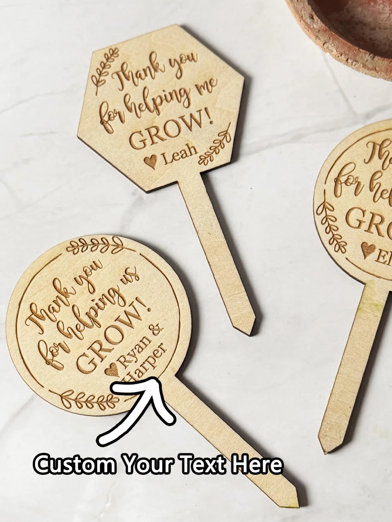 1 piece custom wooden plant label: custom engraved name, pot plant use, cosy style, DIY, laser etched, ideal for daily use Gar