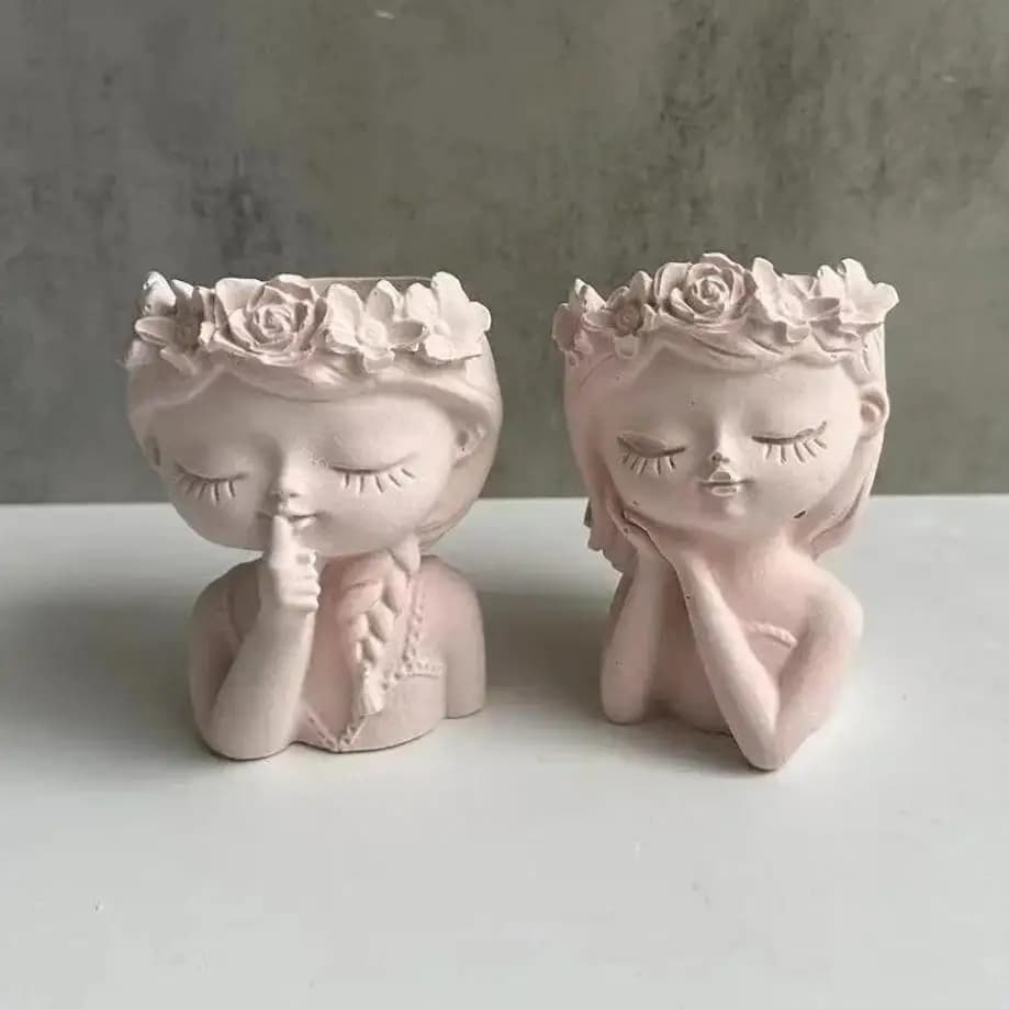 1 pz bambola bambola a forma di vaso di fiori in silicone stampo carino penna titolare fai da te succulento vaso in vaso in ceso cemento stampo