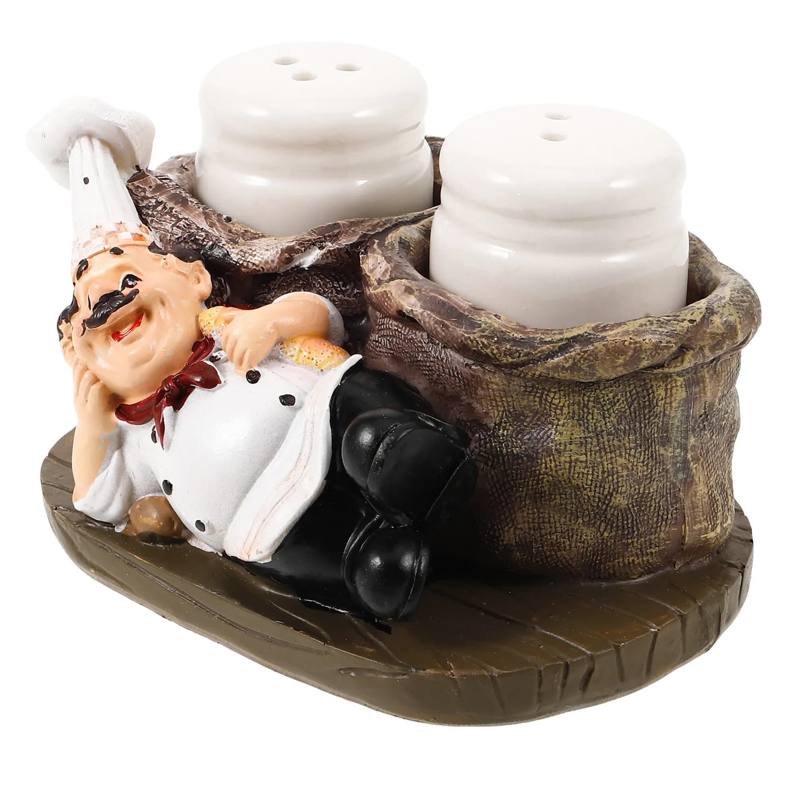 Set Creativo di Contenitori per Spezie in Resina, Barattoli con Statua di Chef, Bottiglie per Sale e Pepe con Coperchio Ermetico per Cucina