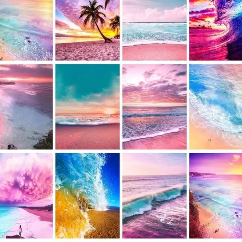 Pittura Diamantata 5D Fai da Te Paesaggio Marino, Ricamo a Punto Croce Rotondo/Quadrato, Mosaico di Diamanti con Strass per la Casa, Senza Cornice