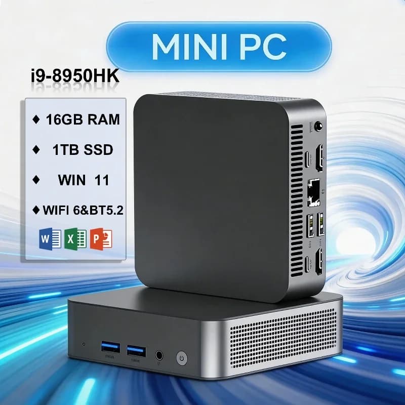 Mini Laptop Compatto i9-8950HK con Win11 Pro, 32GB RAM, SSD da 1TB/2TB, 4K HD, WiFi6, BT5.2 - Notebook Multifunzionale per Uso Quotidiano