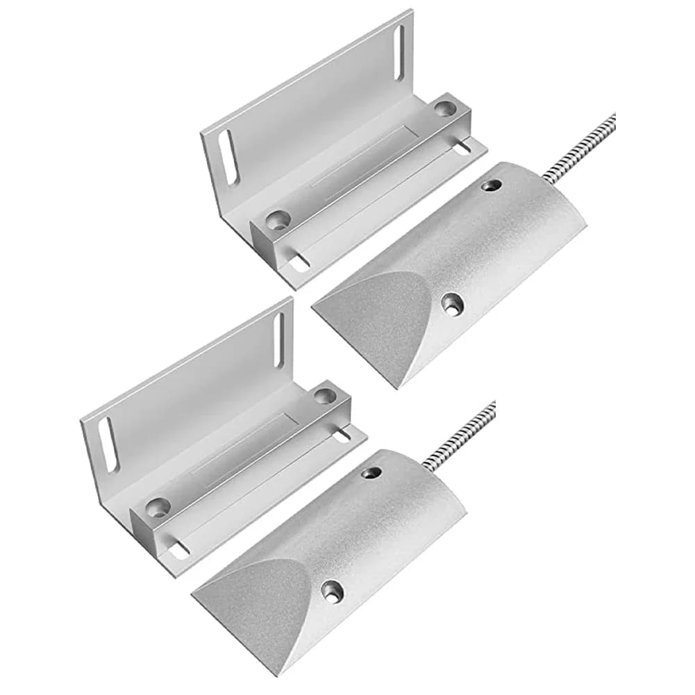 Sensori di contatto magnetici cablati per porte da garage, 2 set con staffa per maggiore sicurezza e funzione di allarme
