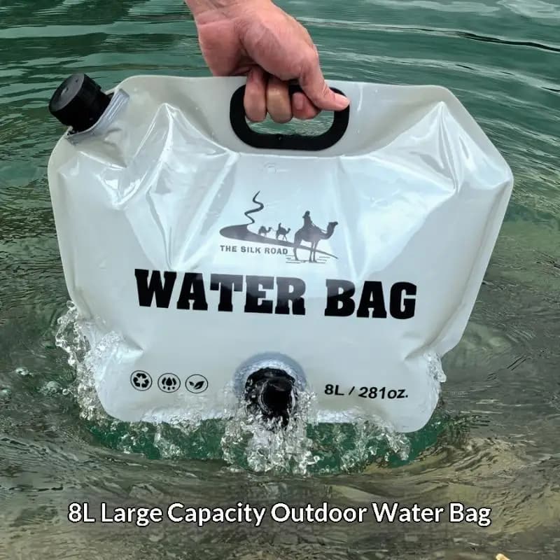8L Portable Camping Water Storage Bag Folding Water Carrier Jug with Faucet Leakproof Lightweight for Backpacking Picnic Travel
