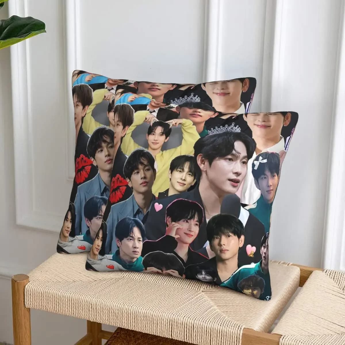 Yim Si Wan Kpop 2 pezzi Federa quadrata per cuscino, con cerniera, decorativa, confortevole, per divano di casa