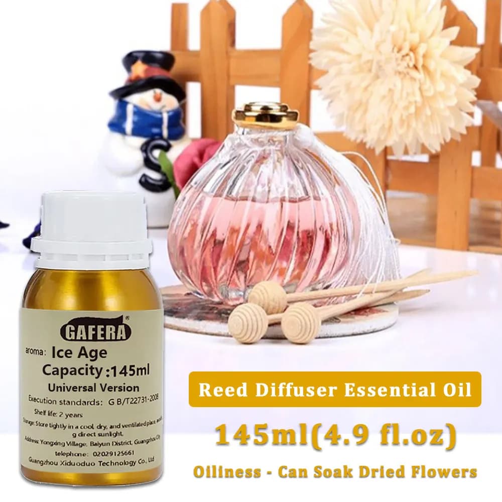 GAFERA 145ml (4.9 fl.oz) Olio Essenziale Ice Age per Diffusori di Aromi per Hotel, Diffusori a Bastoncini, Liquido di Ricarica, Olio Profumato