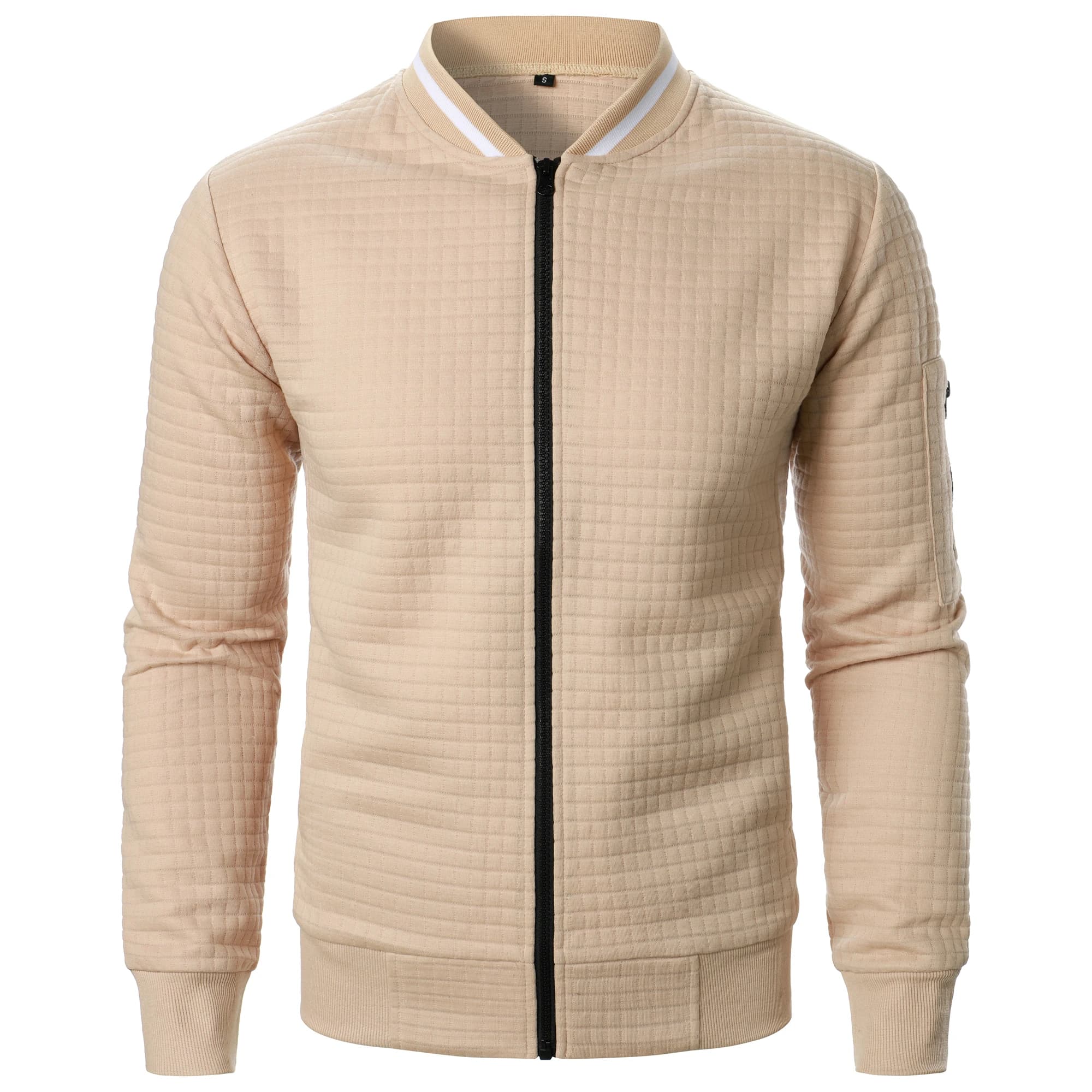 Felpa con cappuccio cardigan scozzese casual da uomo con colletto alla coreana e nuova cerniera