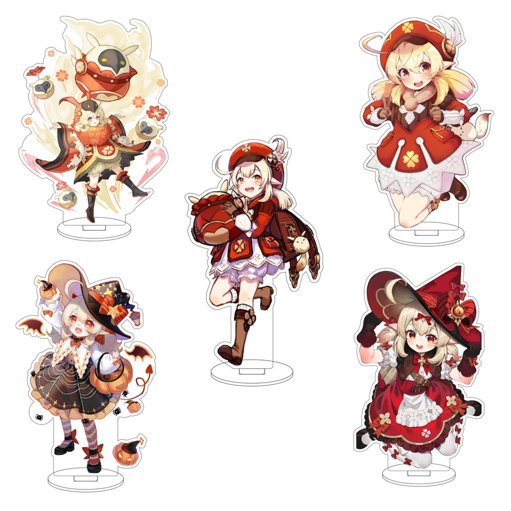 16CM Anime Genshin Impact Klee Bennett Amber Ganyu Aether Lumine Cos Acrylic Figure Ornaments Desk Exquisite Decor Cute Gifts
