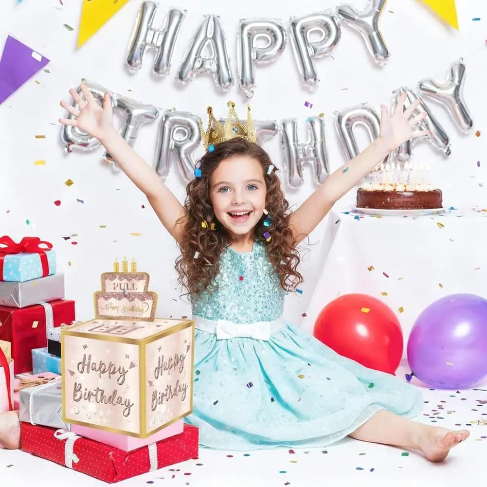 Scatola Porta Soldi Fai-da-Te Oro Rosa per Compleanno, Decorazioni per Feste di Compleanno, Regali per Bambini e Adulti Y4I8