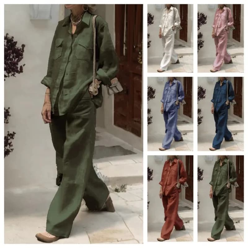 New Complete Two Pieces for Foreign Trade: Long sleeve shirt and wide trousers, S-3XL