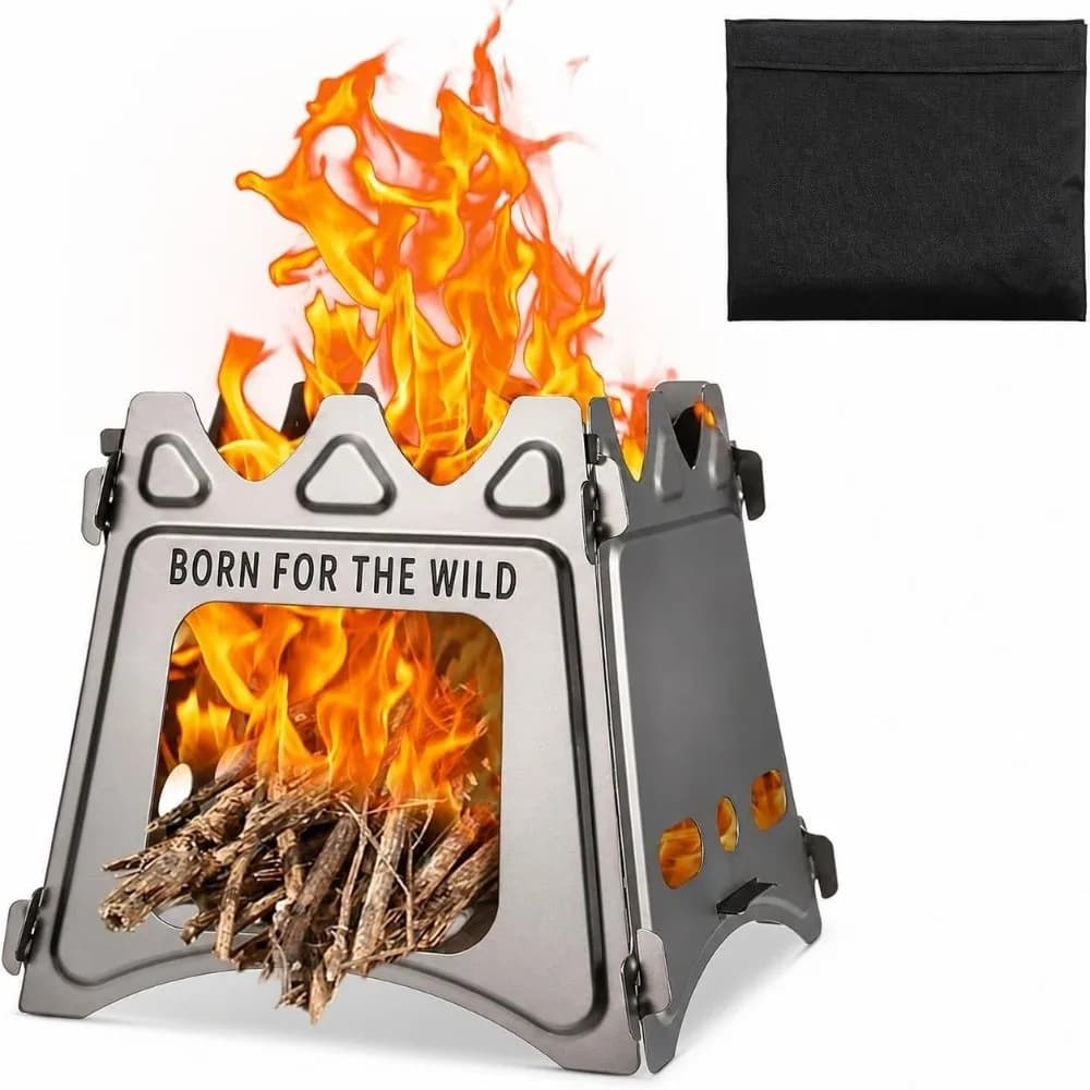 Pratical Lightweight Wood Burning Camping Stove Stainless Steel Portable Backpacking Stove Folding Camping Stove Survival Use
