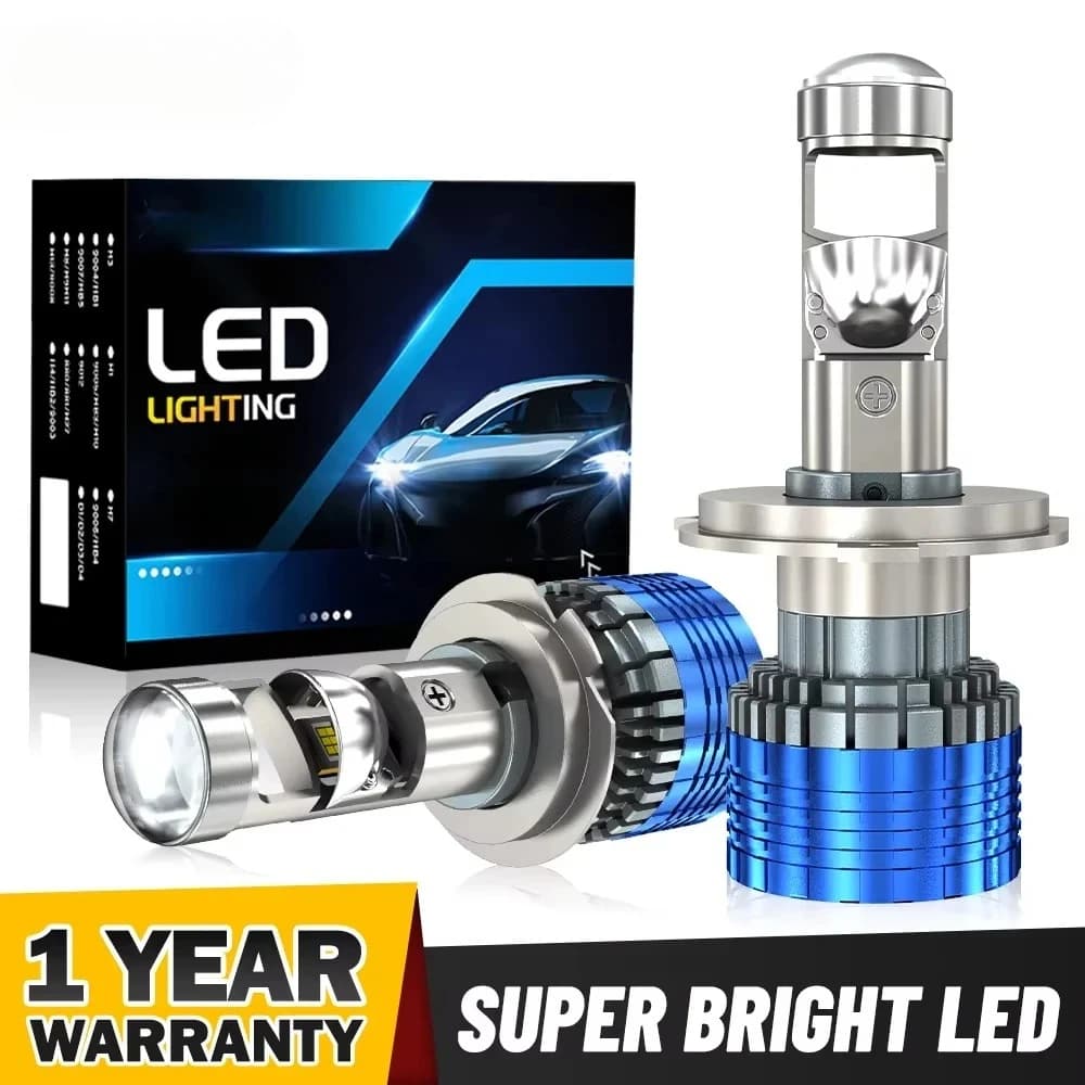 Faro Auto H7 Canbus con Mini Lente, Lampadina LED Proiettore H11 9005 9006 H4 Hi/Lo Beam, 1200W 6800000LM 6500K, Luce Auto 12V