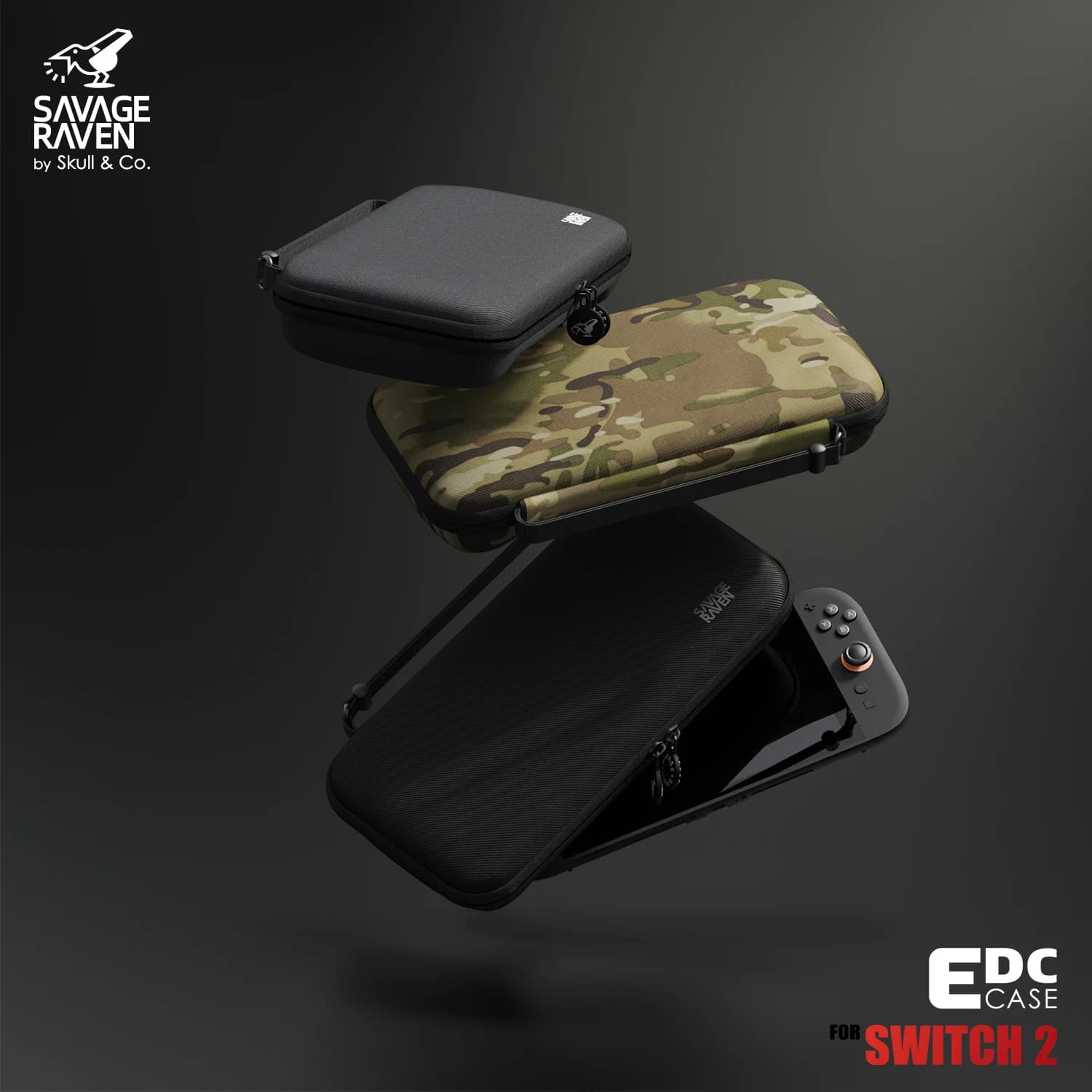 Savage Raven by Skull & Co. Custodia da trasporto EDC per Nintendo Switch 2 Borsa portaoggetti rigida ortable per console di gioco NSW 2