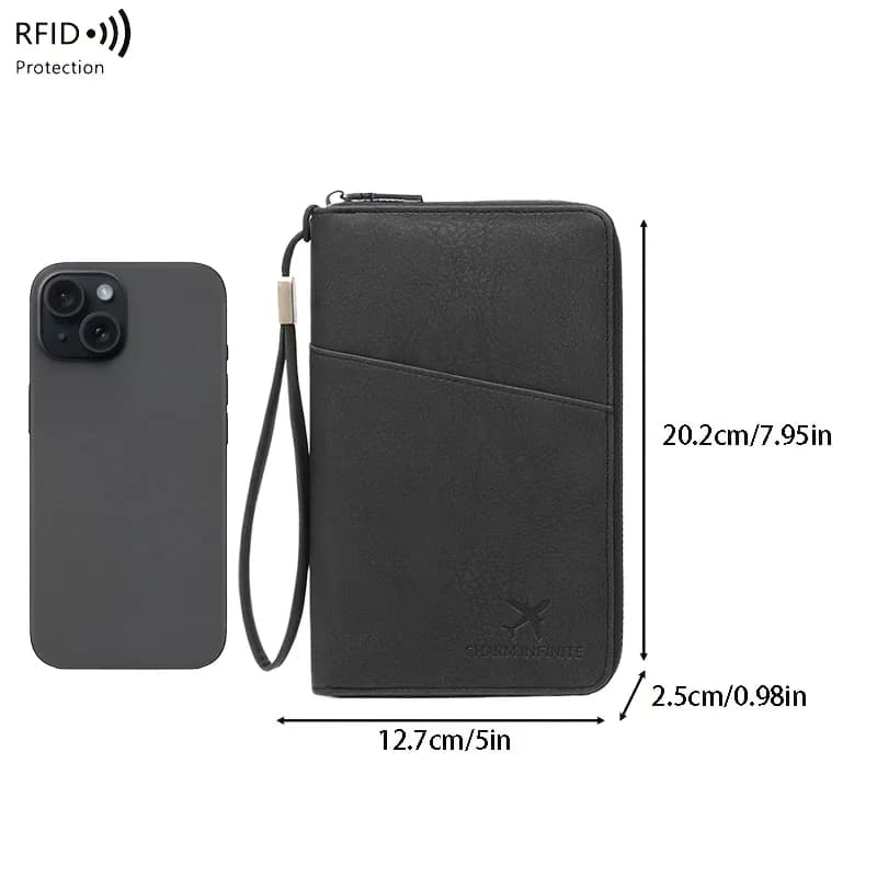 RFID Blocking Passport Holder Multi - Function Travel Wallet Large Capacity Vertical Card Case Organizer with Multiple Compartme