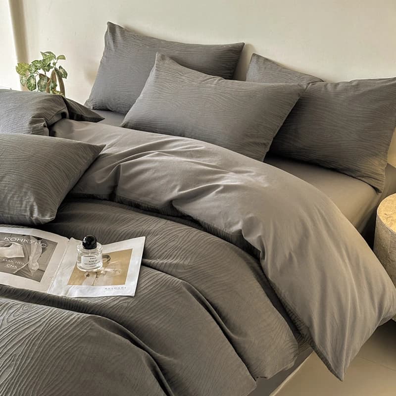 Letto in cotone lavato Set biancheria da letto solido Queen con lenzuolo Copripiumino Federe Lenzuolo singolo per coppia King Queen Doppio Twin Size