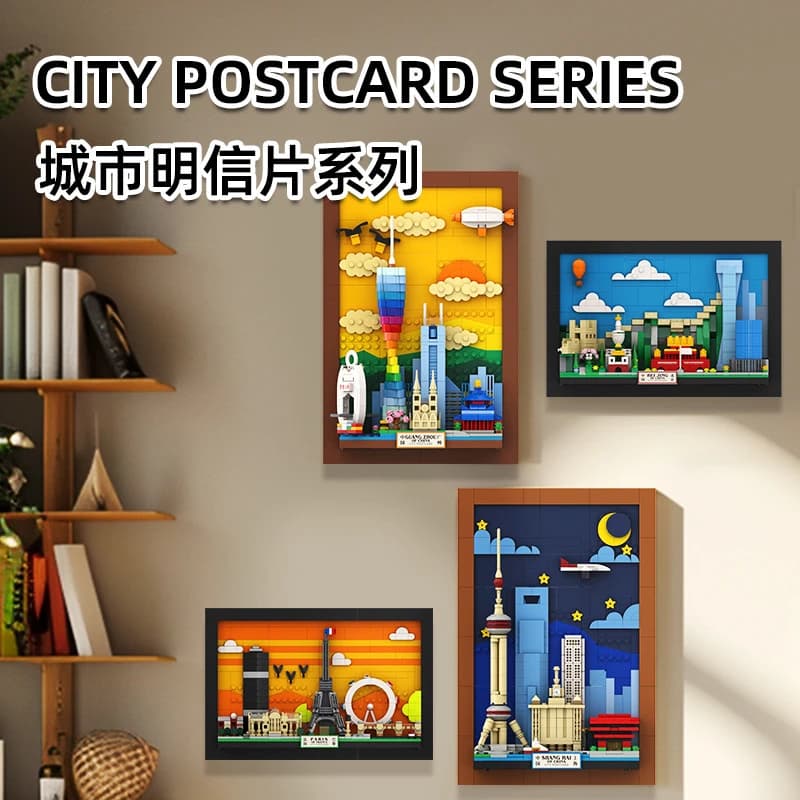 4920 City Postcard Street View Small Particle Building Blocks DIY Assembly Architecture Model Bricks Toy Desktop Decoration Gift