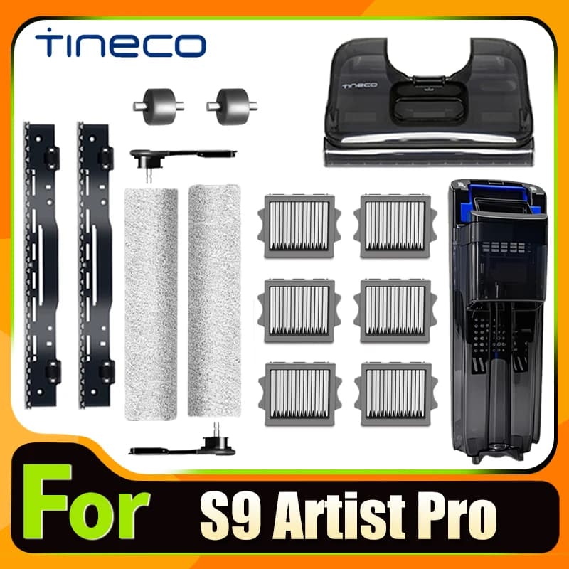 Original Accessories for Tineco FLOOR ONE S9 Artist Pro Wet Dry Vacuum Cleaner Water Tank Brush Roller and Filter Parts HEPA