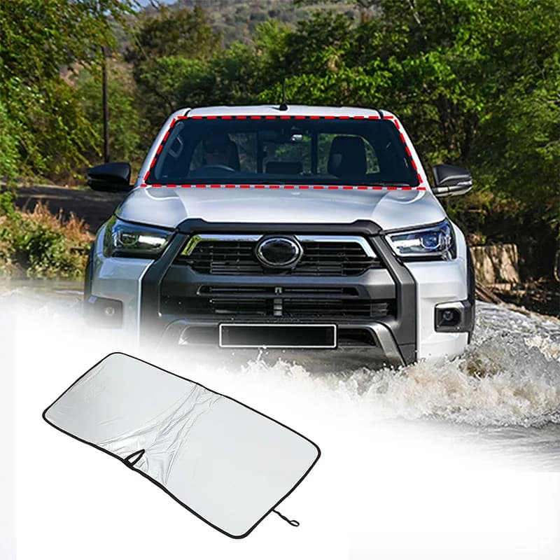 Parasole per Parabrezza Anteriore, Protezione UV per Auto, Schermo Termico per Finestrini per Toyota Hilux AN120 AN130 2015-2021