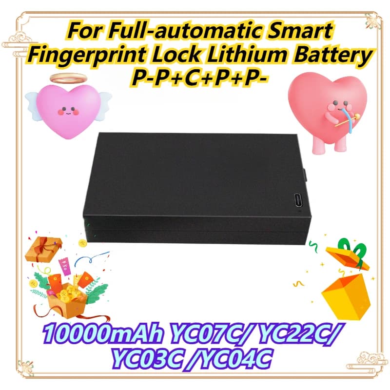 10000mAh YC07C/ YC22C/ YC03C /YC04C Per batteria al litio con blocco intelligente completamente automatico delle impronte digitali P-P+C+P+P-
