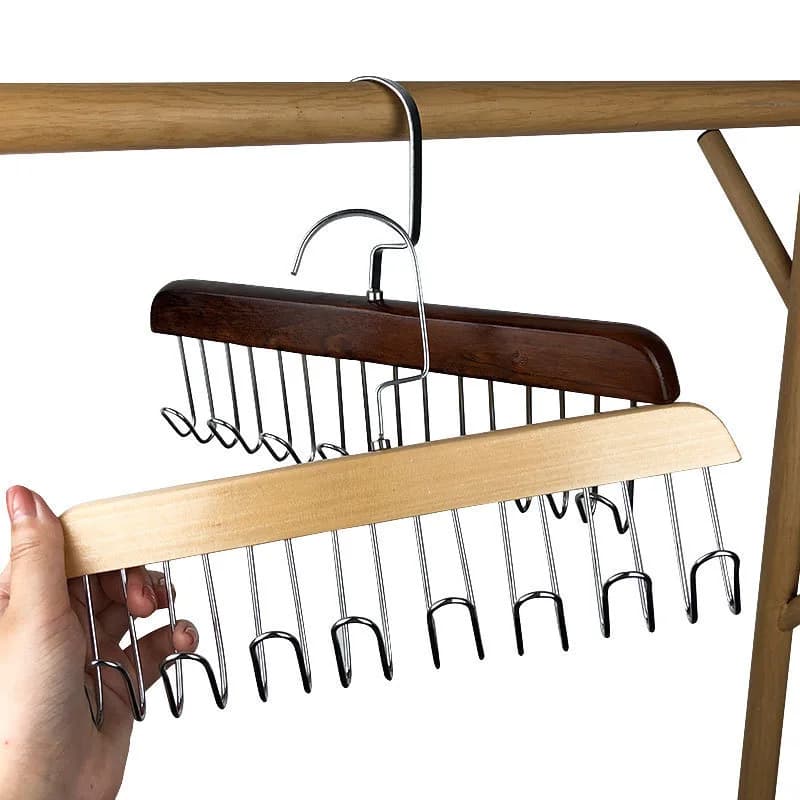 1pc solid wood drying rack 8 hooks multipurpose hooks for clothes and trousers portable clothes hangers for home apartment
