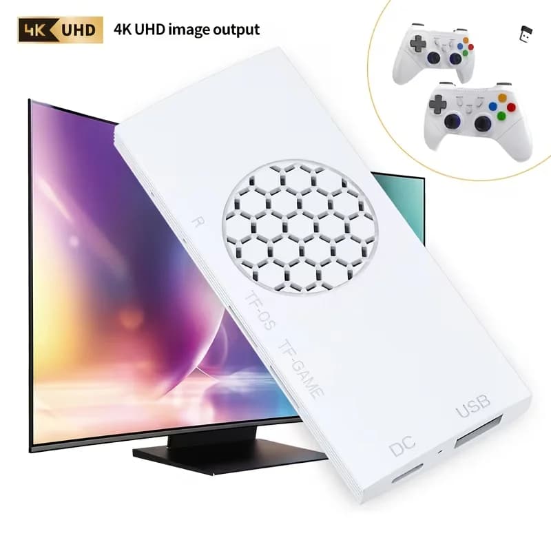 Console di gioco TV G99 plug and play, uscita ad alta definizione 4K, doppio controller wireless, supporta il gioco a due giocatori.