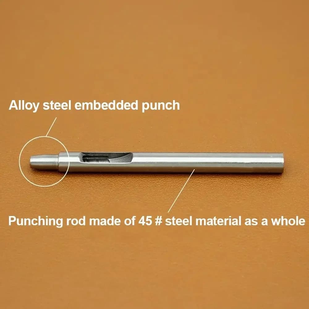 1 Pezzo Punzone Rotondo in Acciaio Legato a Testa Dritta 0.5-10mm, Strumento per Lavorazione Pelle Fai da Te, per Borse, Scarpe, Cinture, Cinturini di Orologi