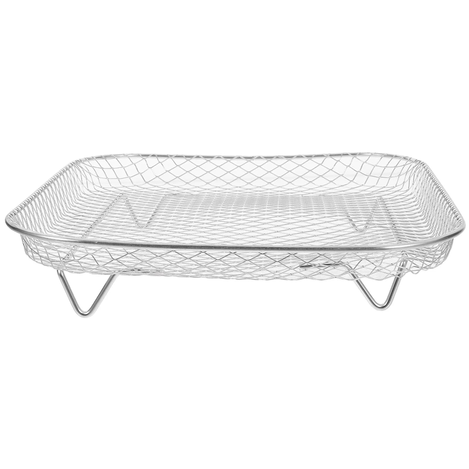 Stainless Steel Air Fryer Rack Square Single Layer Mesh Oil Draining Grilling Tray Oven Baking Cooling Rack for Healthy Cooking