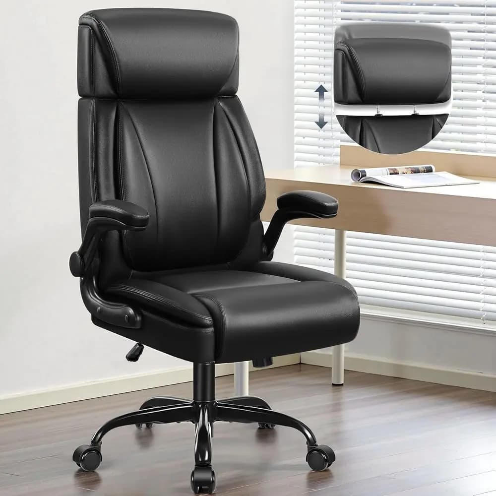 Sedia da Ufficio Ergonomica in Pelle PU con Braccioli Imbottiti e Supporto Lombare Regolabile per Gaming o Uso Domestico Confortevole