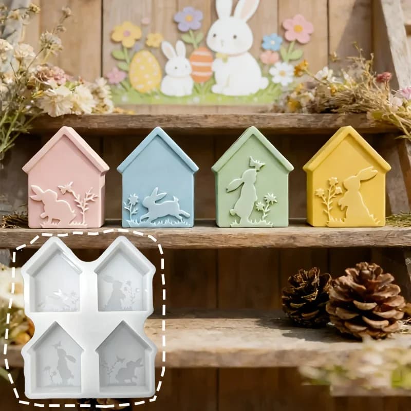 Stampo in Silicone a Forma di Coniglio Pasquale, Stampo per Colata in Cemento, Gesso e Resina Epossidica per Decorazioni Pasquali Domestiche