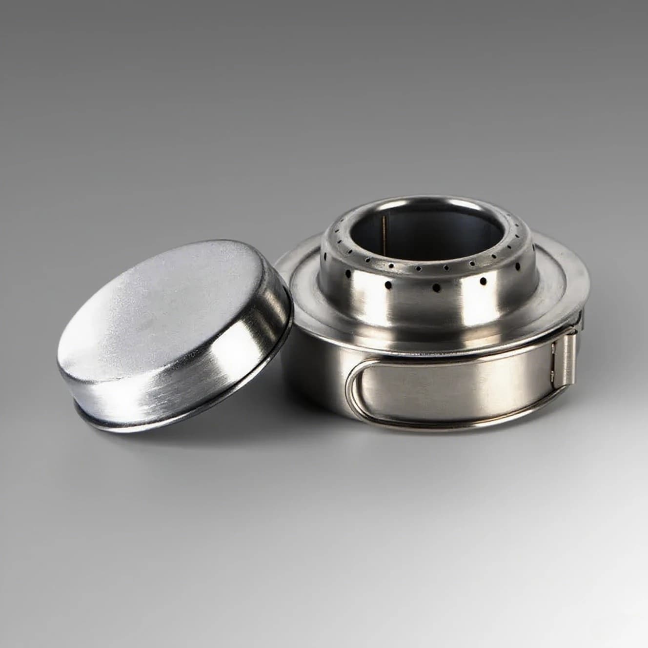 Mini Solid Alcohol Ring Burner with Stainless Steel Foldable Handle Portable Picnic Tablets from Camping Use of Outdoor Kitchen