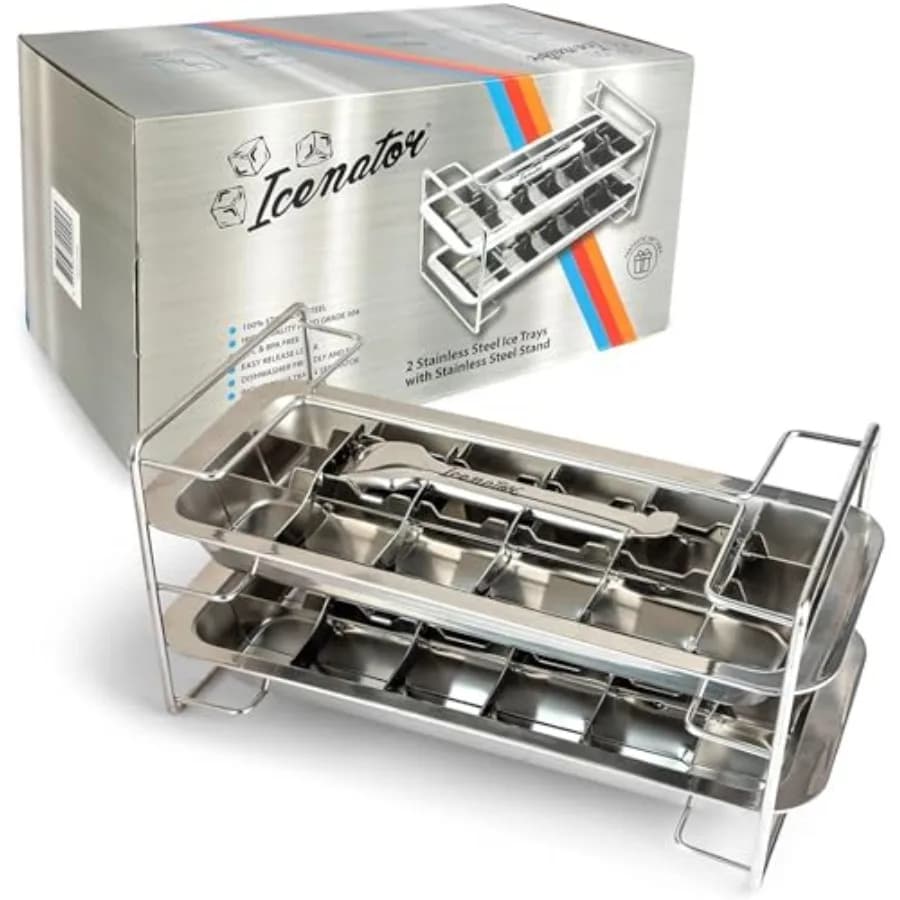 Stampi per ghiaccio in metallo con manico per una facile rimozione - Stampi per cubetti di ghiaccio in acciaio inossidabile con supporto, 36 scomparti - Senza BPA, per alimenti, adatti al congelatore