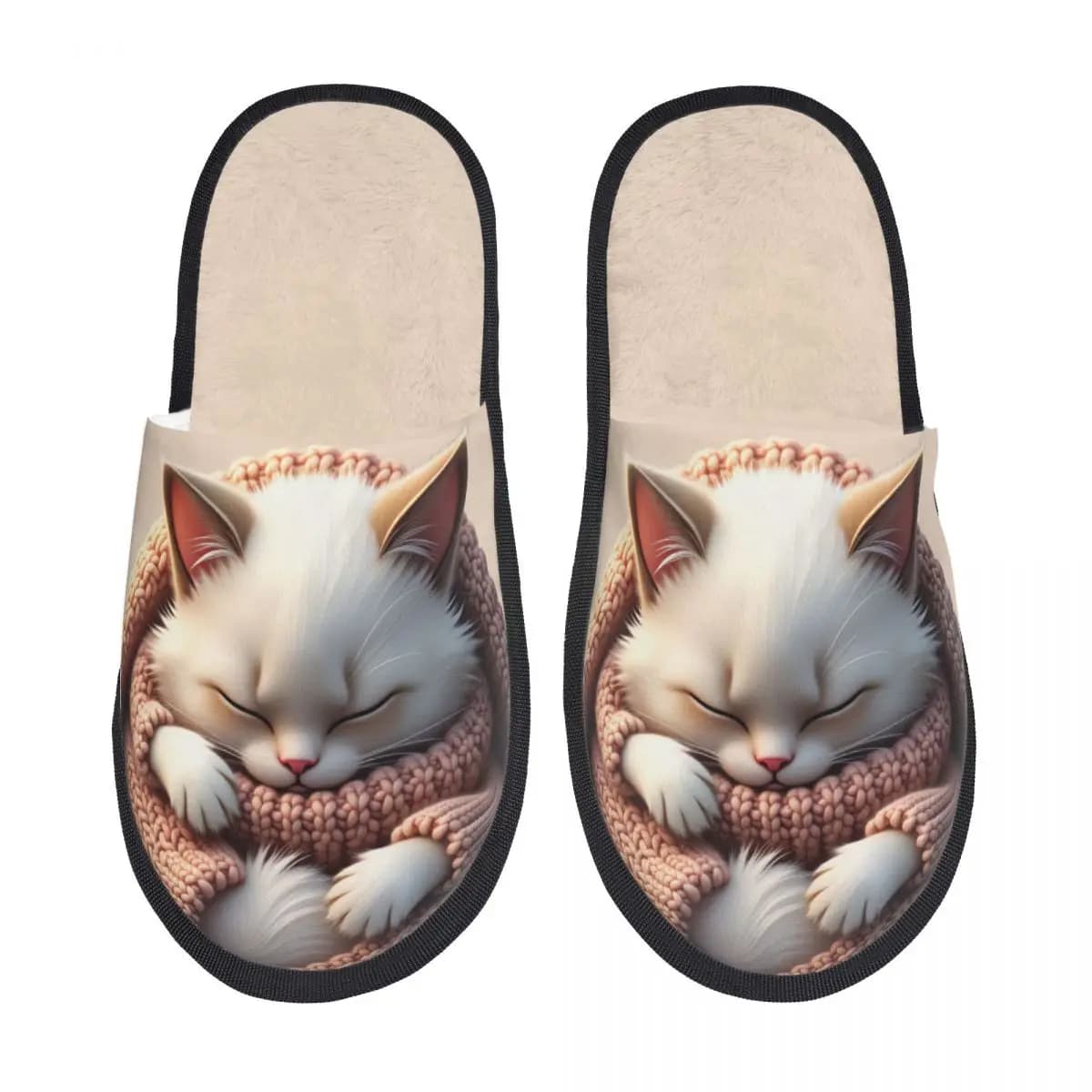 Pantofole Personalizzate a Forma di Gatto per Ospiti di Hotel, Ciabatte da Casa per Donne