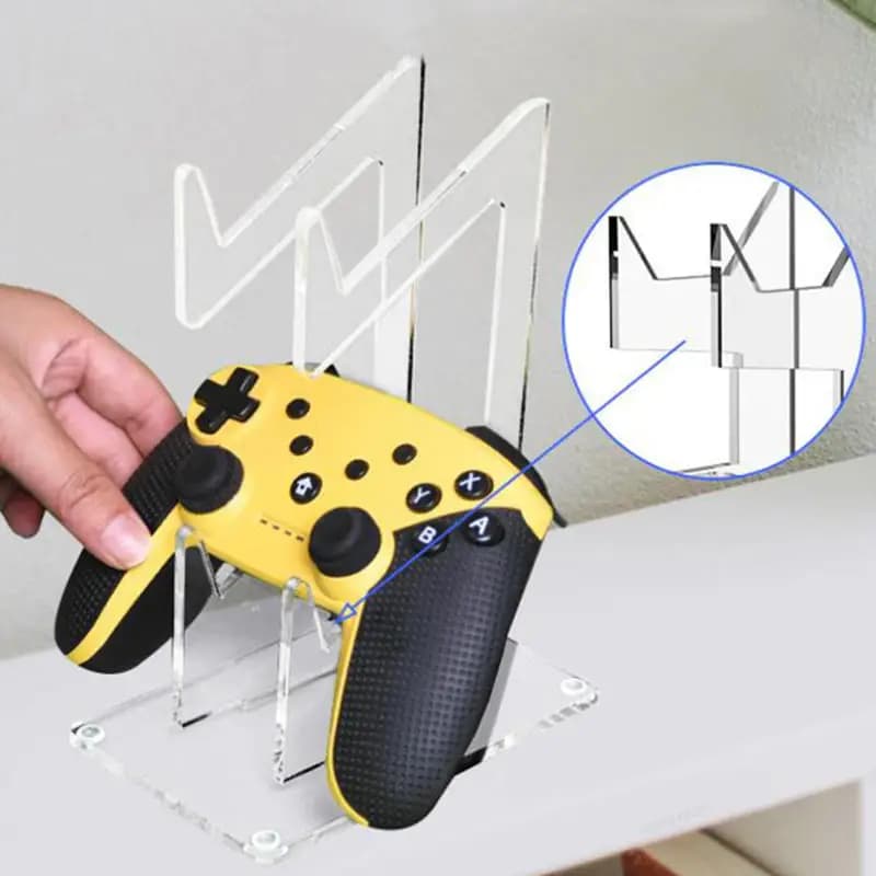 Supporto Universale a 2 Livelli per Controller di Gioco e Cuffie, Organizzatore da Scrivania in Acrilico Trasparente per Gamepad