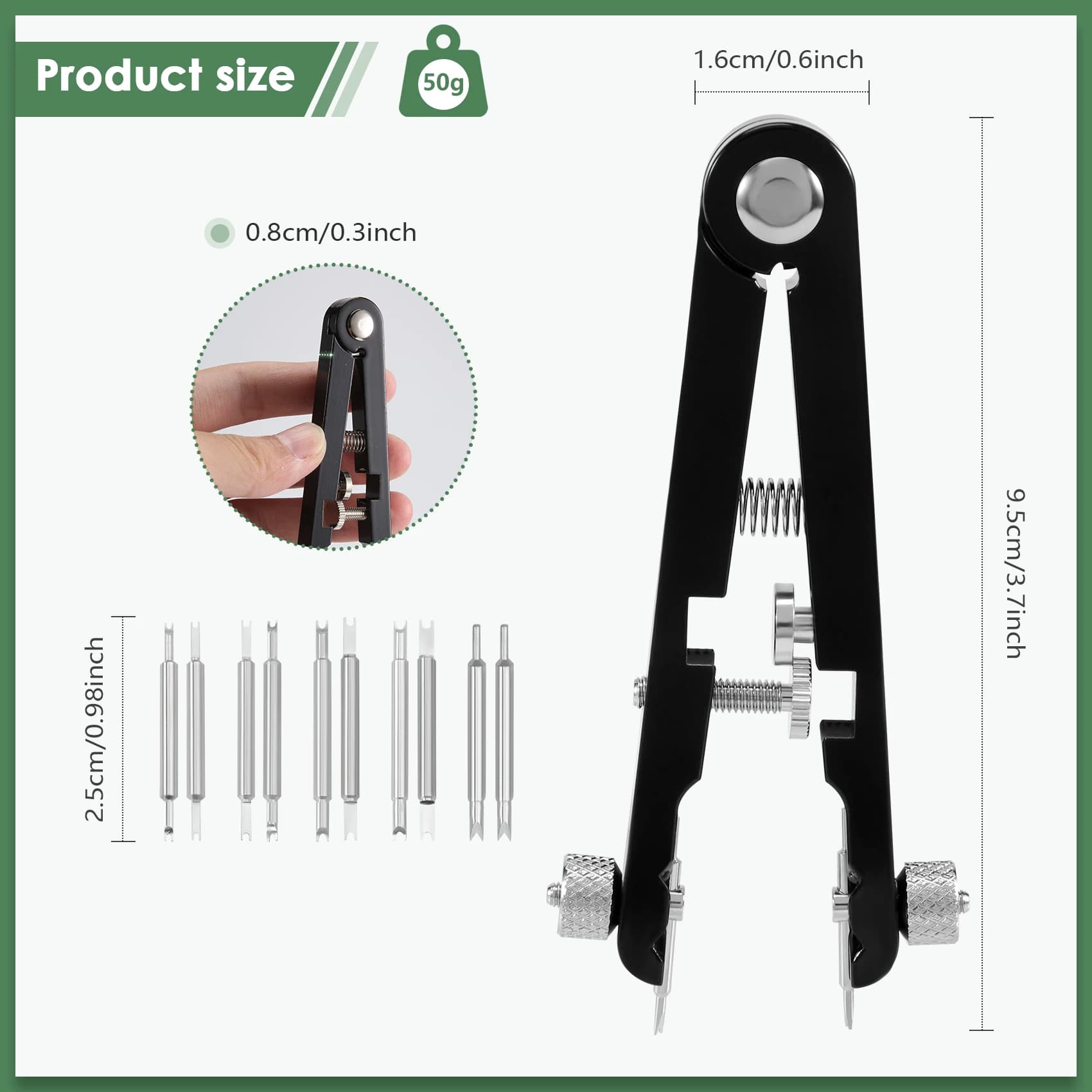A06K Set of tools for spring bar pliers for watches, strap pliers, spring bar pliers, for removing the clock spring bar pins