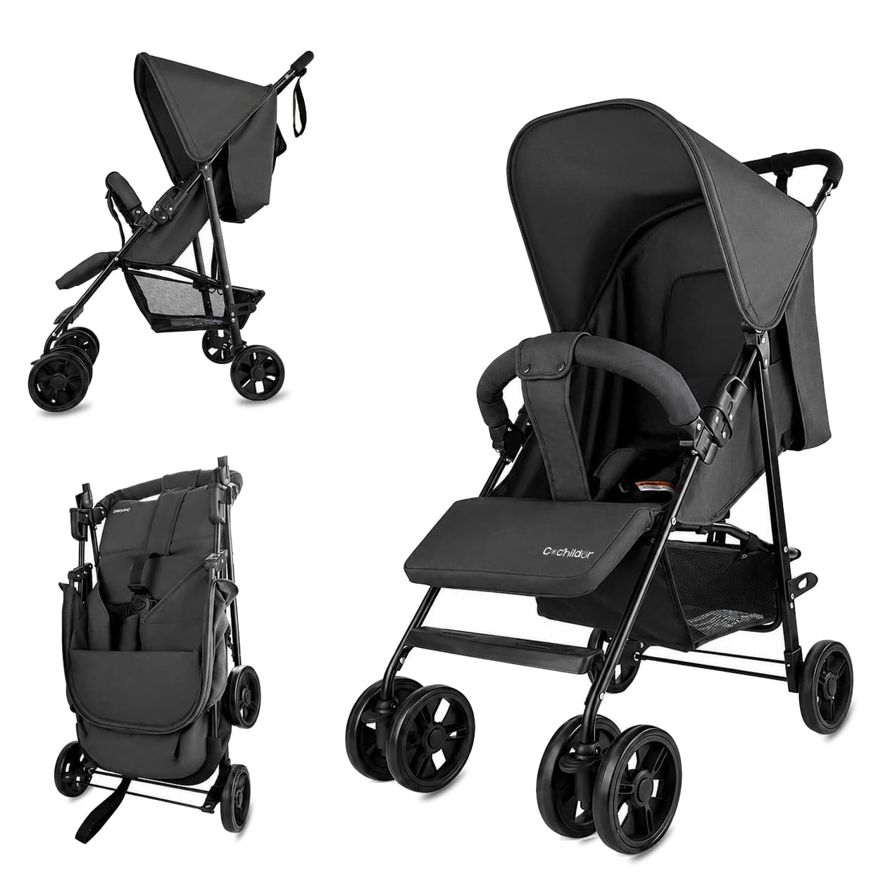2 in 1 Baby Stroller Wagon Lightweight Foldable Convertible Newborn to Toddler Pushchair 0-3 Years camper van Storage cart