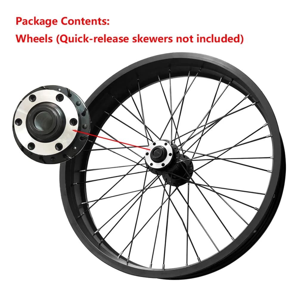 Set Ruota Anteriore Bici in Alluminio 20x4.0 con Cerchi Ebike a 36 Raggi per Bici Fat e Accessori