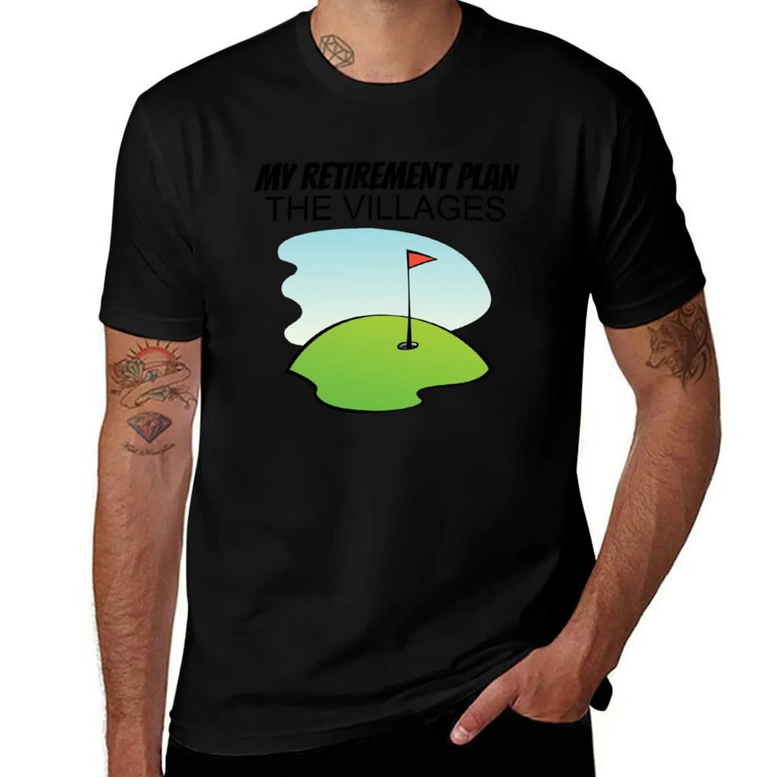 MY RETIREMENT PLAN Golfing THE VILLAGES FLORIDA T-shirt da lavoro a maniche corte per tutti i giorni