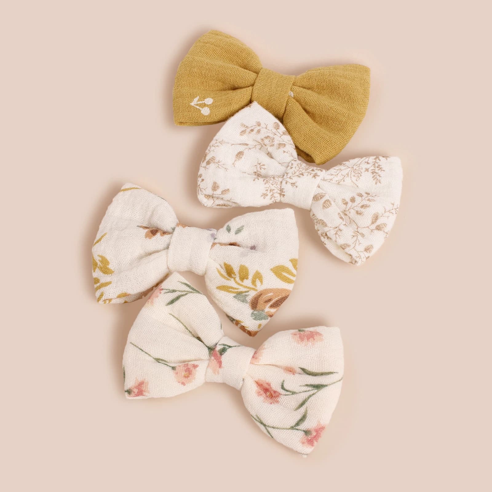 4 pcs/set baby hair clips for girls bow soft kids printed floral cotton side clips baby hair accessories