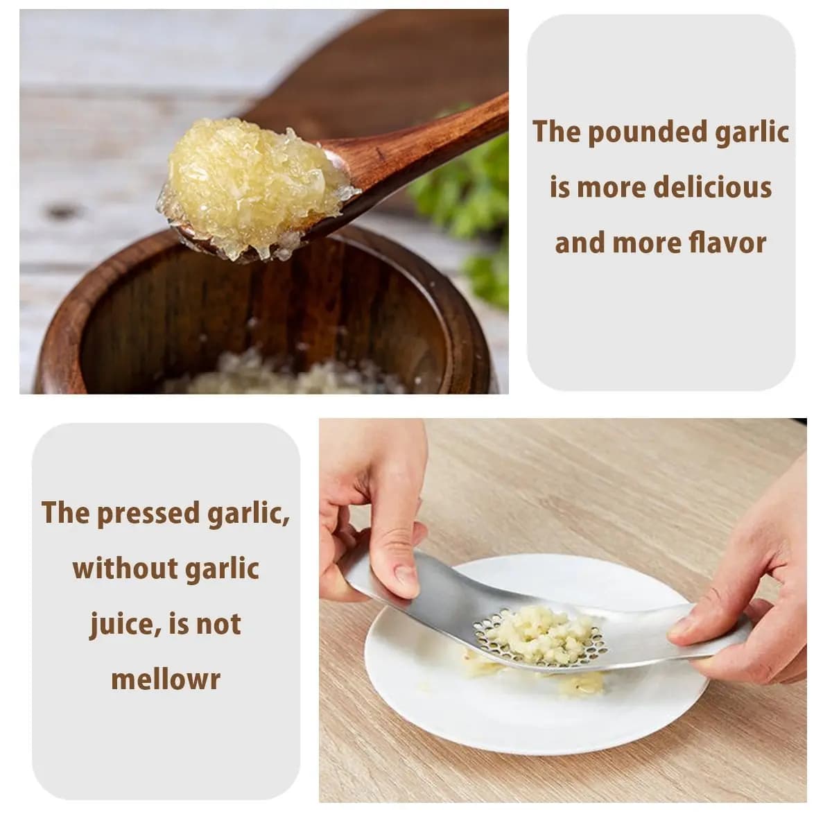 1Set Heavy Duty Garlic Pounder Set Stainless Steel Spice Pestle Bowl for Home Restaurant Kitchen Prep Easy Clean