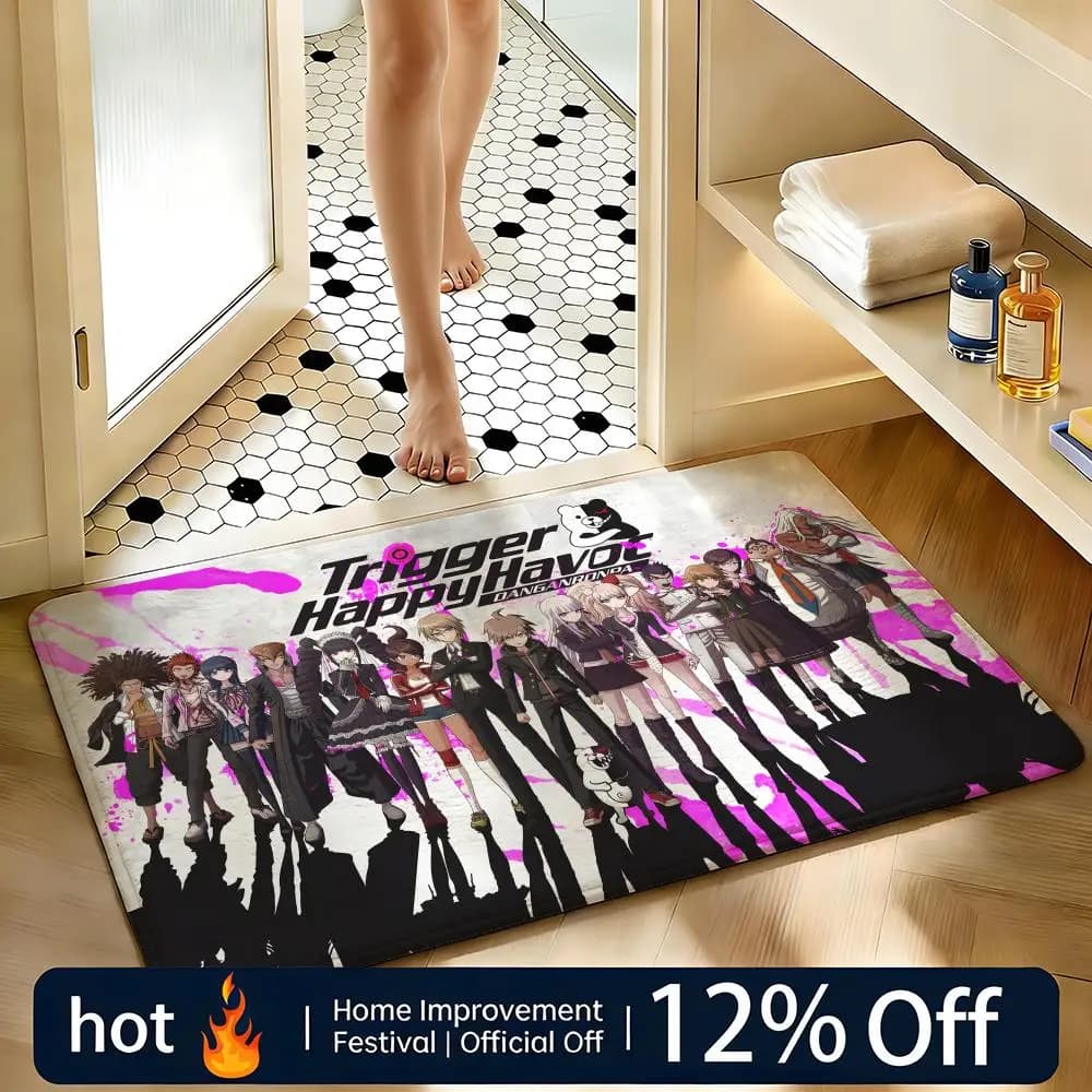 Tappeto morbido assorbente antiscivolo, tappetino da gioco Danganronpa, decorazione per la casa, tappetino per camera da letto, tappeto per doccia