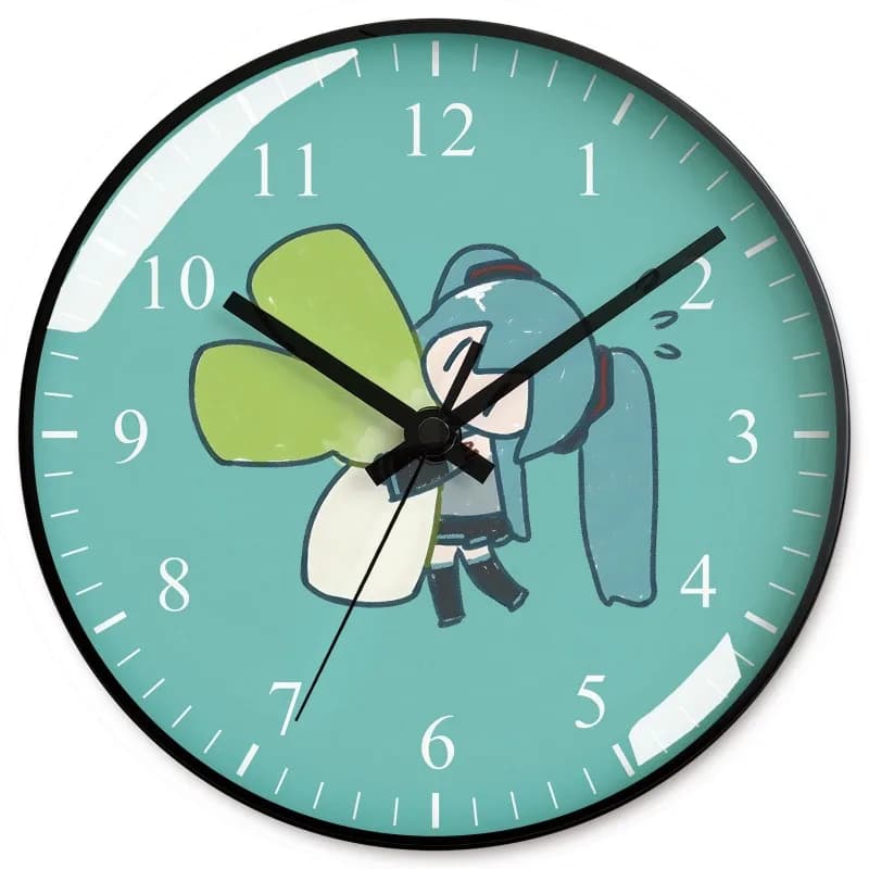 Hatsune Miku Silent Wall Clock, Two-dimensional Design, Kawaiii Creative Decoration for Home and Bedroom