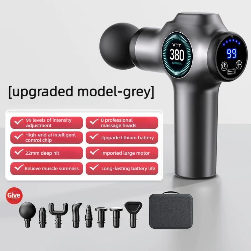 99-level professional massage gun for deep tissues, equipped with 8 accessories, to relieve pain and promote muscle recovery