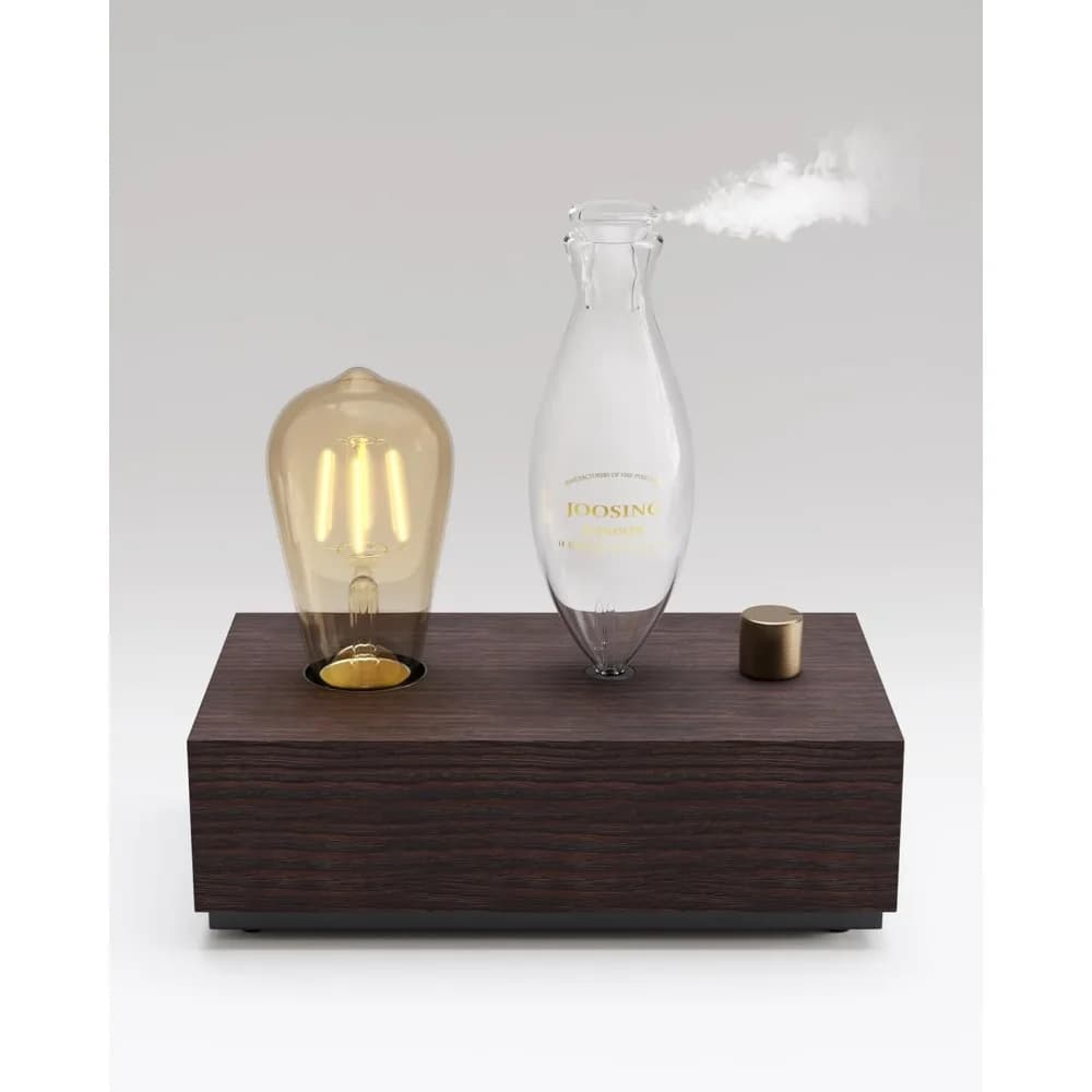 Diffusore di Oli Essenziali Senza Acqua con Base in Legno, Nebulizzatore Aromatico a 3 Colori per Casa, Ufficio e Camera da Letto