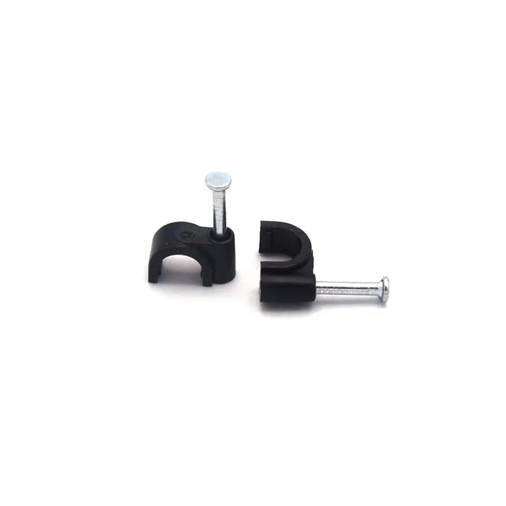 Clip per Cavi con Chiodi 6mm, Neri e Bianchi, Fissaggi per Gestione Cavi, Supporto a Parete per Cavi, Adatti per Ethernet