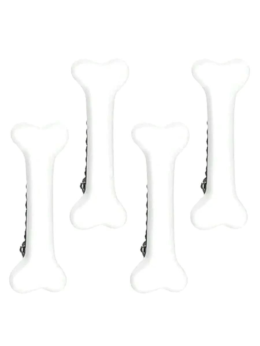 4pcs Cute Dog Bone & Alligator Shaped Hair Clips, Versatile Side Bangs Clip Hairpins, Hair Accessories For Party & Festivals