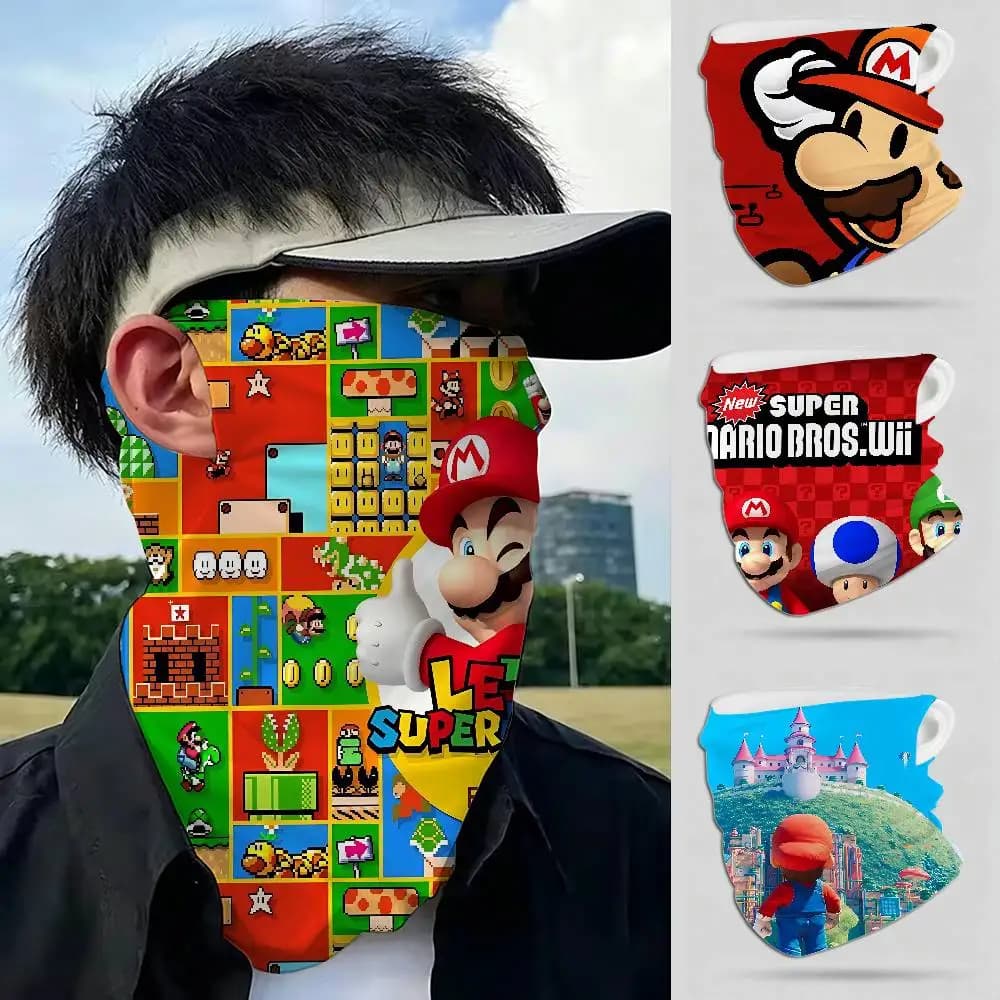 Game M-mario-O cartoon Scarf Breathable Face Mask Neck Gaiter for Outdoor Sports Ski Riding