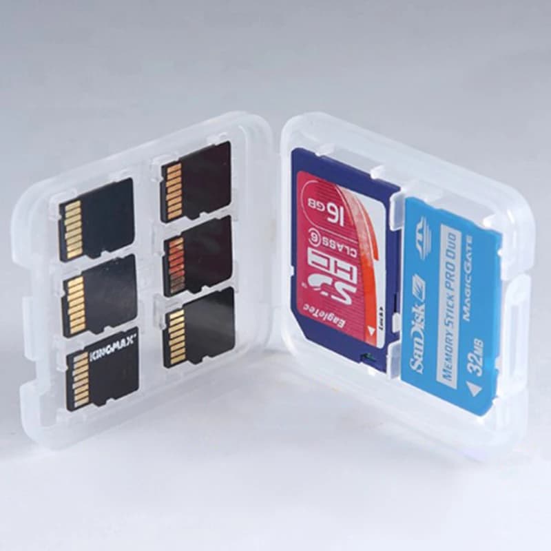 Micro scatola protettiva trasparente da 1 pezzo per scatole di plastica per custodia per scheda di memoria SD SDHC TF MS