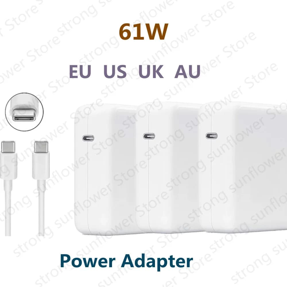 61W USB-C Notebook Laptop Charger Power Adapter with Type C Charging Cable for MacBook pro 13 release 2016-2020 A1706 A1708 A215