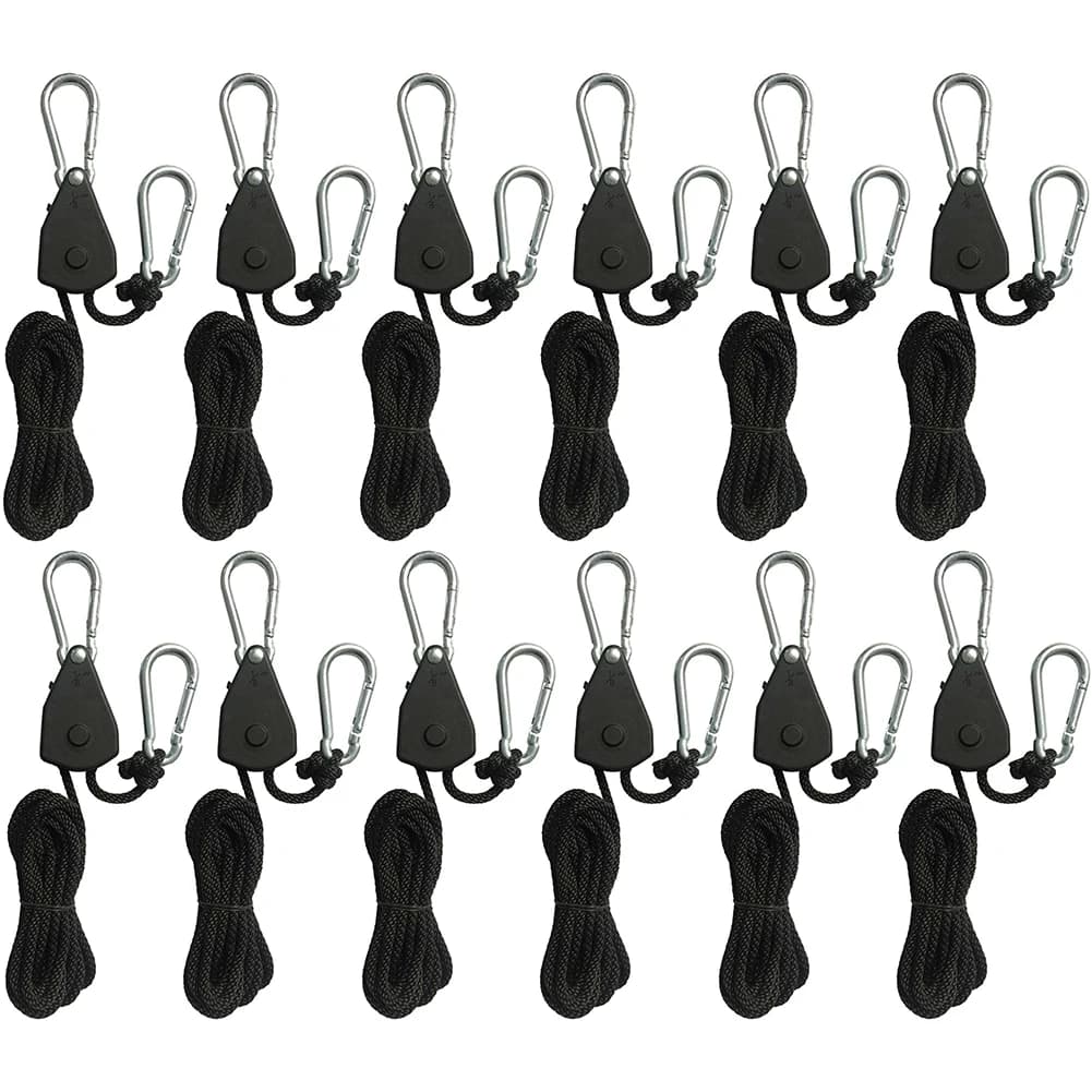 1/2/4/6/8/10/12/14/16pcs Rope Pulley 1.6M Ratchet Locking Hanger Lamp Pulley Ropes Pulley Canoe Boat Bow Stern Rope for Camping